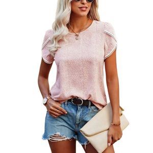 Danqi Pink Polka Dot Tulip Sleeve Top Size L